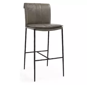 Mayer Pewter Gray Leather Upholstered Bar Stool