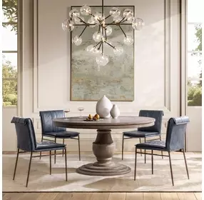 Mayer Ocean Blue Leather Upholstered Dining Chair Set of 2