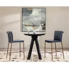 Mayer Ocean Blue Leather Upholstered Counter Height Stool