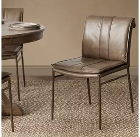 Mayer Adobe Tan Leather Upholstered Dining Chair Set of 2