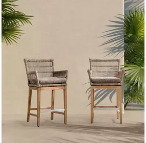 Valerie Natural Upholstered Outdoor Counter Height Stool