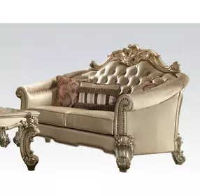 Vendome II Bone 67" Loveseat with Pillow and Nailhead Trim