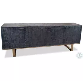 Bronzini Embossed Blue And Gray Credenza