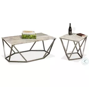 Trapezoid Black Marble Top Cocktail Table