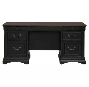 Vintner Hill Aged Charcoal and Caramel 66" Executive Credenza