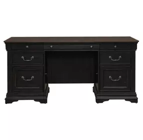 Vintner Hill Aged Charcoal and Caramel 66" Executive Home Office Set