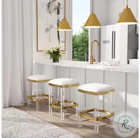 Jordan Acrylic And Polished Brass Counter Height Stool