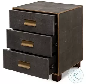 Gideon Antique Grey And Gold 3 Drawer Side Table