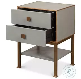 Gillian Storm Grey And Gold 2 Drawer Nightstand