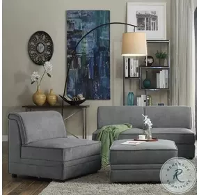 Bois Gray Velvet Storage Ottoman