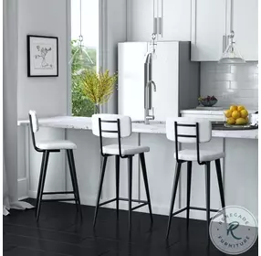 Saddle White Leather Counter Height Stool