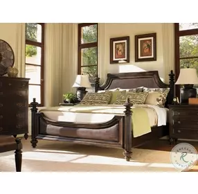 Royal Kahala Woven Rattan And Dark Coffee Harbour Point King Poster Bed