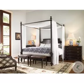 Royal Kahala Dark Coffee Diamond Head Queen Canopy Poster Bed