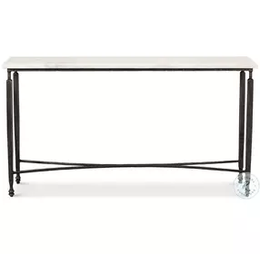 Mykos White Marble And Wrought Iron Console Table