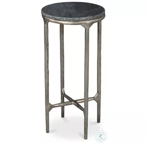 Derrick Black Marble And Antiqued Nickle End Table