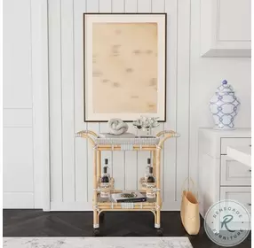 Selena Grey And White Rattan Bar Cart