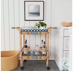 Selena Blue And White Bar Cart