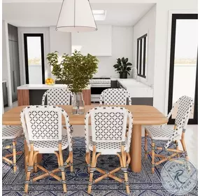 Tenor White And Black Rattan Performance Fabric Dining Chair