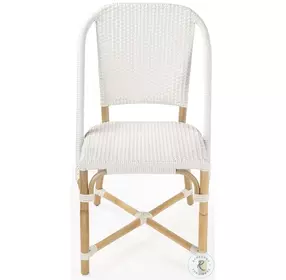 Tenor Distressed White and Black Rattan Performance Fabric Side Chair