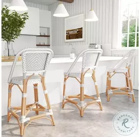 Solstice Grey Rattan Performance Fabric Counter Height Stool