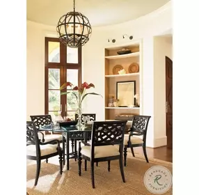 Royal Kahala Dark Coffee And Rich Gold Sugar And Lace Glass Top 60" Dining Table