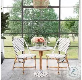 Tenor White And Black Rattan Bistro Table