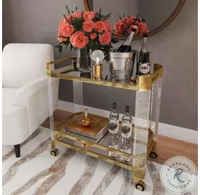 Charlevoix Acrylic And Gold Serving Cart