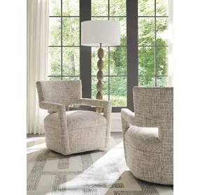 Woodside Brown Upholstered Swivel Accent Chair by Barclay Butera