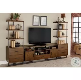 Sedley Walnut And Rustic Black 68" TV Console