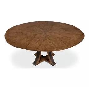 Tower Jupe Light Mink and Dark Hammered 71" Extendable Round Dining Table