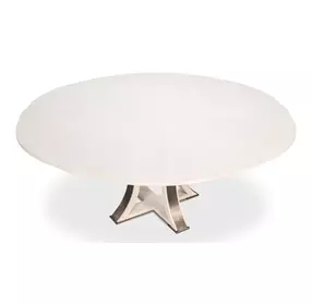 Tower Jupe White and Hammered Iron 71" Extendable Round Dining Table