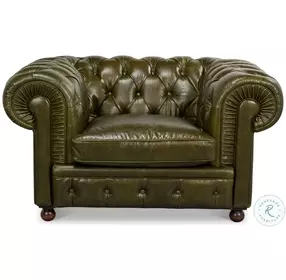 Savile Britian Green Leather Chair