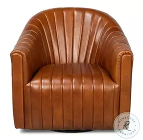 Essex Havana Brown Leather Swivel Chair