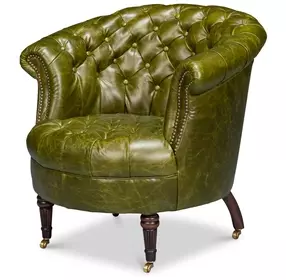 Bastian Britain Green Leather Upholstered Armchair