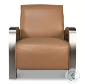 Carlisle Caramel Brown Leather Arm Chair