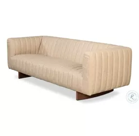 Denys Cappuccino White Leather Sofa