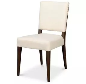 Bauhaus Beige Dark Oak Upholstered Dining Chair Set of 2
