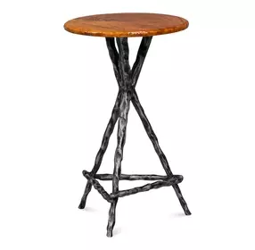 Pewter Leaf Brown and Gray Round Planter's Table