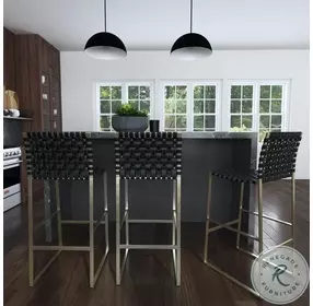 Urban Black Leather Bar Stool