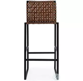 Urban Brown Woven Leather Bar Stool