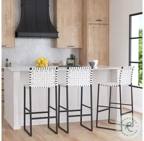 Urban White Leather Bar Stool