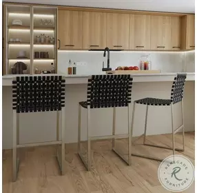 Urban Black Leather Counter Height Stool