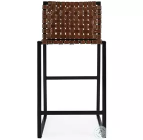 Urban Brown Woven Leather Counter Height Stool