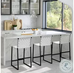 Urban White Leather Counter Height Stool