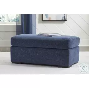 Evansley Navy Performance Fabric Ottoman