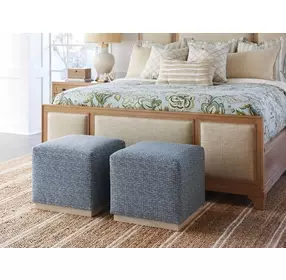 Colby Blue Upholstered Ottoman
