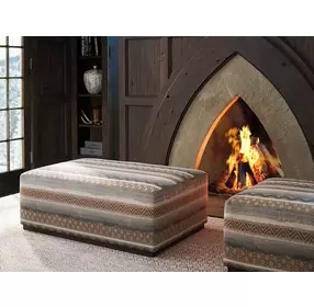 Sterling Caribbean Sands and Brown Upholstered Rectangular Cocktail Ottoman by Barclay Butera