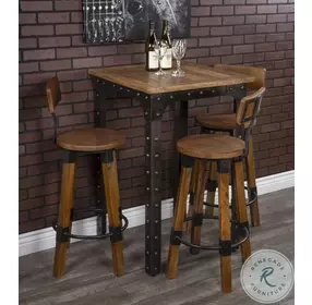 Masterson Natural Wood And Metal Bar Stool