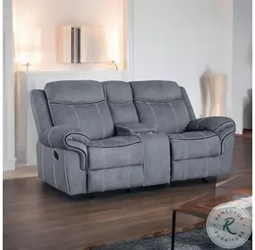 Zubaida Two Tone Gray Velvet Reclining 78" Loveseat and Console with USB Charging