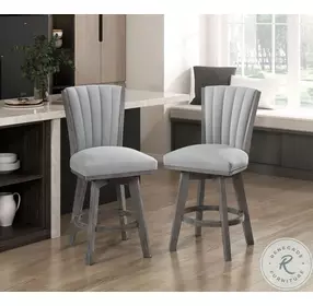 Corvallis Wire Brushed Gray Swivel Counter Height Chair Set of 2